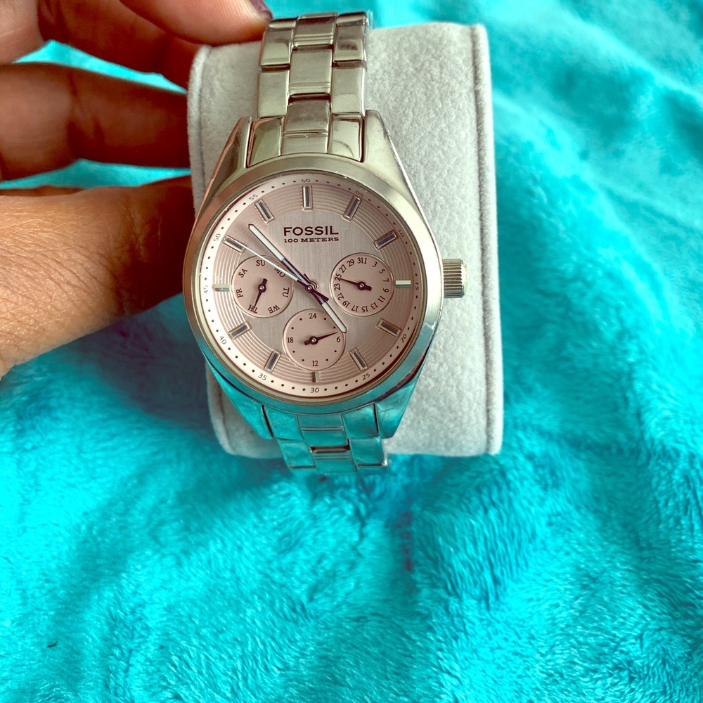 Silver Fossil Watch